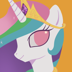 Size: 2048x2048 | Tagged: safe, artist:nimingxiwang168, derpibooru import, princess celestia, alicorn, pony, g4, bust, cutie mark eyes, orange background, portrait, simple background, solo, wingding eyes