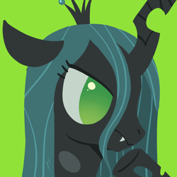 Size: 2048x2048 | Tagged: safe, artist:nimingxiwang168, derpibooru import, queen chrysalis, changeling, changeling queen, g4, bust, green background, portrait, simple background, solo