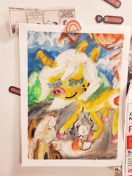 Size: 1536x2048 | Tagged: safe, artist:vomitdistrict, derpibooru import, oc, oc only, oc:forty winks, oc:sunny side up, egg, pastels (medium), traditional art