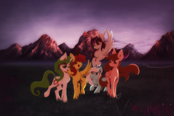 Size: 2000x1326 | Tagged: safe, artist:hagalazka, derpibooru import, oc, oc only, bat pony, earth pony, pegasus, pony, unicorn, fallout equestria, bat pony oc, earth pony oc, horn, pegasus oc, unicorn oc