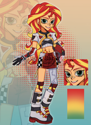 Size: 1936x2642 | Tagged: safe, artist:nimingxiwang168, derpibooru import, sunset shimmer, human, equestria girls, g4, abstract background, alternate clothes, clothes, full body, gradient background, reference sheet, solo