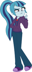 Size: 753x1645 | Tagged: safe, artist:that1megaleafan, derpibooru import, sonata dusk, equestria girls, g4, rainbow rocks, clothes, eyebrows, female, gem, hoodie, pants, raised eyebrow, simple background, siren gem, skinny, solo, thin, transparent background, vector