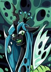 Size: 1754x2480 | Tagged: safe, artist:kizupoko, derpibooru import, queen chrysalis, changeling, changeling queen, g4, antagonist, changeling hive