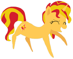 Size: 2214x1794 | Tagged: safe, artist:wissle, derpibooru import, sunset shimmer, pony, unicorn, g4, dancing, do the sparkle, eyes closed, female, happy, horn, mare, newbie artist training grounds, open mouth, pointy ponies, raised hoof, raised leg, simple background, solo, transparent background