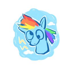 Size: 2048x2048 | Tagged: safe, artist:qiaozhu20289, derpibooru import, rainbow dash, pegasus, pony, g4, bust, doodle, portrait, rainbow derp, simple background, solo, white background