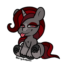 Size: 1587x1644 | Tagged: safe, artist:sexygoatgod, derpibooru import, oc, oc only, oc:velvet molasses, pony, unicorn, adoptable, female, horn, simple background, solo, tongue, tongue out, transparent background