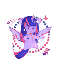 Size: 1080x1080 | Tagged: safe, artist:mengmao422, derpibooru import, twilight sparkle, twilight sparkle (alicorn), alicorn, semi-anthro, g4, chibi, cute, simple background, solo, twiabetes, white background