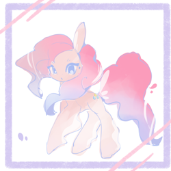 Size: 1800x1800 | Tagged: safe, artist:mengmao422, derpibooru import, pinkie pie, earth pony, pony, g4, abstract background, alternate design, female, full body, gradient mane, gradient tail, mare, pink coat, pink mane, pink tail, solo, tail