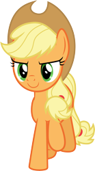 Size: 3000x5383 | Tagged: safe, artist:cloudy glow, derpibooru import, applejack, earth pony, pony, g4, sounds of silence, absurd resolution, applejack is best facemaker, applejack's hat, clothes, cowboy hat, determined look, female, hair tie, hat, mare, simple background, smiling, smirk, solo, tail tie, transparent background, vector