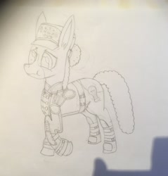 Size: 2891x3024 | Tagged: safe, artist:unlucky69, derpibooru import, oc, oc only, hybrid, mule, fallout equestria, clothes, enclave, enclave lieutenant, enclave officer, enclave uniform, male, sketch, solo, traditional art, uniform