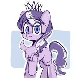 Size: 1080x1080 | Tagged: safe, artist:亲死暮光刻不容缓, derpibooru import, diamond tiara, earth pony, pony, g4, chest fluff, colored sketch, female, filly, foal, looking at you, outline, raised hoof, raised leg, simple background, sketch, solo, white background, white outline