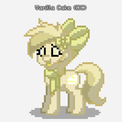 Size: 600x600 | Tagged: safe, artist:glaceon95, derpibooru import, oc, oc only, oc:vanilla cake, earth pony, pony, bow, clothes, female, hair bow, mare, pony town, scarf, simple background, solo, white background