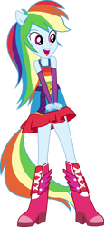 Size: 1024x2232 | Tagged: safe, artist:greywolf2021, derpibooru import, rainbow dash, human, equestria girls, g4, bare shoulders, boots, clothes, cute, dashabetes, fall formal outfits, female, open mouth, open smile, ponied up, pony ears, rainbow dash always dresses in style, shoes, simple background, sleeveless, smiling, solo, transparent background, vector