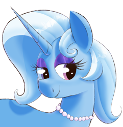 Size: 822x851 | Tagged: safe, artist:xppp1n, derpibooru import, trixie, unicorn, g4, alternate hairstyle, bust, female, horn, jewelry, mare, necklace, pearl necklace, simple background, solo, transparent background