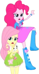 Size: 1327x2520 | Tagged: safe, derpibooru import, edit, edited screencap, editor:homersimpson1983, screencap, fluttershy, pinkie pie, equestria girls, g4, background removed, duo, duo female, female, not a vector, simple background, transparent background