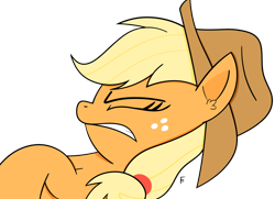 Size: 3422x2480 | Tagged: safe, artist:frownfactory, derpibooru import, applejack, earth pony, g4, applejack is best facemaker, female, simple background, solo, transparent background