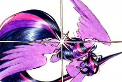 Size: 3257x2172 | Tagged: safe, artist:liaaqila, derpibooru import, twilight sparkle, twilight sparkle (alicorn), alicorn, pony, g4, female, mare, signature, solo, spread wings, wings