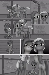 Size: 1989x3072 | Tagged: safe, artist:anonymousandrei, derpibooru exclusive, derpibooru import, li'l cheese, limestone pie, marble pie, earth pony, pony, comic:life of li'l cheese, g4, aunt and nephew, colt, comic, dialogue, female, foal, male, mare, older limestone pie, older marble pie, pie family home, talking