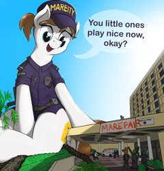 Size: 2380x2480 | Tagged: safe, artist:qkersnll, derpibooru import, oc, oc only, oc:anon, pony, building, clothes, dialogue, female, giant pony, giantess, high res, indoors, macro, mare, mare fair, solo, unnamed oc