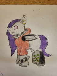 Size: 3000x4000 | Tagged: safe, artist:volk204, derpibooru import, bat pony, boots, clothes, hoodie, shoes, solo, traditional art