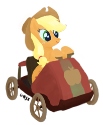 Size: 1347x1641 | Tagged: safe, artist:umsx, derpibooru import, applejack, earth pony, pony, g4, applejack's hat, cart, clothes, cowboy hat, hat, mario kart, simple background, solo, super mario bros., transparent background