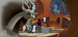 Size: 1177x563 | Tagged: safe, derpibooru import, edit, edited screencap, screencap, cozy glow, discord, grogar, king sombra, lord tirek, queen chrysalis, centaur, changeling, draconequus, goat, sheep, unicorn, g4, season 9, alternate scenario, antagonist, crystal ball, delet this, eavesdropping, evil lair, female, filly, foal, grofar, grogar's lair, grogar's orb, horn, lair, legion of doom, male, overheard, ram, suspicious, villains of equestria, worried