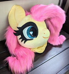 Size: 1907x2048 | Tagged: safe, artist:sophie scruggs, derpibooru import, fluttershy, g4, clothes, cosplay, costume, front view, fursuit head, irl, photo, ponysuit, solo