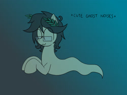 Size: 2667x2000 | Tagged: safe, artist:laurelcrown, derpibooru import, oc, oc only, oc:laurel crown, ghost, ghost pony, pony, undead, colored, cute, digital art, flat colors, gradient background, solo