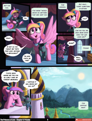 Size: 3541x4648 | Tagged: safe, artist:angusdra, artist:lummh, derpibooru import, princess cadance, smarty pants, alicorn, pony, comic:the princess of love, g4, absurd resolution, comic, cute, cutedance, female, horn, jewelry, male, mare, necklace, pendant, prismia, speech bubble, sun, teen princess cadance, telepathy, thought bubble, wings, younger