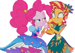 Size: 3571x2520 | Tagged: safe, derpibooru import, edit, edited screencap, editor:homersimpson1983, screencap, pinkie pie, sunset shimmer, human, equestria girls, g4, background removed, duo, duo female, female, not a vector, simple background, transparent background