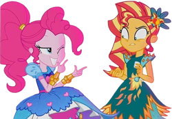 Size: 3623x2520 | Tagged: safe, derpibooru import, edit, edited screencap, editor:homersimpson1983, screencap, pinkie pie, sunset shimmer, human, equestria girls, g4, background removed, duo, duo female, female, not a vector, simple background, transparent background