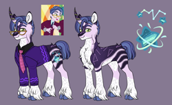 Size: 1280x783 | Tagged: safe, artist:malinraf1615, derpibooru import, clayton potter, larry cooper, pony, unicorn, g4, .sta, cloven hooves, curved horn, equestria girls ponified, glasses, horn, ponified, solo, species swap