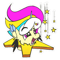 Size: 512x512 | Tagged: safe, artist:calena, derpibooru import, oc, oc only, oc:trinity deblanc(new), pony, unicorn, brazil, crystal, emote, horn, simple background, solo, starry eyes, sticker, transparent background, trinity, wingding eyes