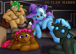 Size: 1240x880 | Tagged: safe, artist:thedigodragon, derpibooru import, trixie, oc, oc:cheryl rose, oc:ellie sprocket, oc:zeeps, changeling, earth pony, pegasus, unicorn, g4, changeling oc, earth pony oc, fanfic art, horn, pegasus oc