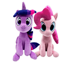 Size: 1000x1000 | Tagged: safe, artist:youtooz, derpibooru import, twilight sparkle, twilight sparkle (alicorn), alicorn, earth pony, pony, g4, duo, duo female, female, irl, mare, photo, plushie, simple background, transparent background, youtooz