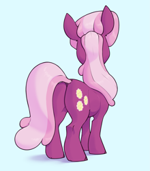 Size: 1679x1906 | Tagged: safe, artist:aquaticvibes, derpibooru import, cheerilee, earth pony, pony, g4, butt, facing away, female, flowerbutt, light blue background, mare, plot, rear view, simple background, solo