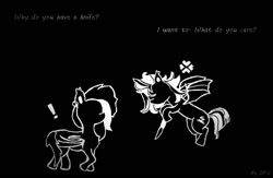 Size: 665x434 | Tagged: safe, artist:dpg, derpibooru import, oc, oc only, oc:rescue mushroom, oc:thunder blaze, bat pony, pony, depressed, simple background