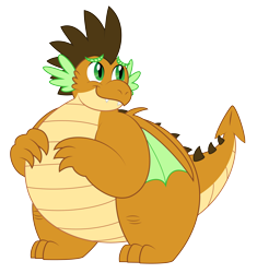 Size: 5286x5633 | Tagged: safe, artist:aleximusprime, derpibooru import, oc, oc only, oc:alex the chubby dragon, dragon, bashful, belly, big belly, cute, dragon oc, dragonsona, fat, folded wings, looking back, male, non-pony oc, northern drake, plump, simple background, solo, transparent background, wings