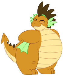 Size: 4780x5633 | Tagged: safe, artist:aleximusprime, derpibooru import, oc, oc only, oc:alex the chubby dragon, dragon, bashful, belly, big belly, blushing, cute, dragon oc, dragonsona, eyes closed, fat, hands behind back, male, non-pony oc, northern drake, plump, simple background, smiling, solo, transparent background