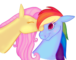 Size: 2253x1789 | Tagged: safe, artist:azira faerinx, derpibooru import, fluttershy, rainbow dash, cute, duo, duo female, female, flutterdash, heart, heart eyes, kissing, lesbian, shading, shipping, simple background, transparent background, wingding eyes