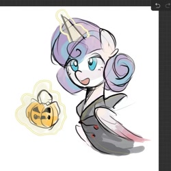 Size: 1080x1080 | Tagged: safe, artist:yixiaobua, derpibooru import, alicorn, pony, g4, art program in frame, female, halloween, holiday, mare, open mouth, open smile, procreate app, smiling, solo