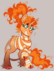 Size: 646x848 | Tagged: safe, artist:wanderingpegasus, derpibooru import, pony, unicorn, anxiety, clothes, cloven hooves, colored eyelashes, curly hair, female, horn, inside out, inside out 2, leonine tail, ponified, ponytail, solo, species swap, sweater, tail, unshorn fetlocks