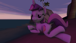 Size: 5333x3000 | Tagged: safe, artist:sweetieck, derpibooru import, oc, oc only, oc:sweetieck dreams, pony, unicorn, g4, 3d, beach, beautiful, chair, cute, daaaaaaaaaaaw, desk, female, filly, foal, horn, mare, not sweetie belle, ocbetes, solo, source filmmaker, telling lies, unicorn horn, vibing