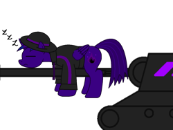 Size: 1200x900 | Tagged: safe, artist:gloomy brony, derpibooru import, oc, oc only, oc:gloomy brony, alicorn, pony, clothes, cutie mark, hat, male, simple background, sleeping, solo, tank (vehicle), transparent background