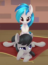 Size: 2348x3138 | Tagged: safe, artist:dusthiel, derpibooru import, dj pon-3, octavia melody, vinyl scratch, pony, lying down, prone, rug