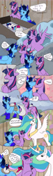 Size: 3055x10000 | Tagged: safe, derpibooru import, princess celestia, twilight sparkle, twilight sparkle (alicorn), oc, oc:blue thunder, alicorn, canon x oc, diaper, female, foal, love, male, prince, princess, shipping, sleeping, straight, thundersparkle