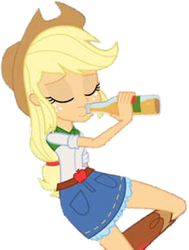 Size: 1904x2520 | Tagged: safe, derpibooru import, edit, edited screencap, editor:homersimpson1983, screencap, applejack, human, equestria girls, g4, apple cider, background removed, drink, drinking, eyes closed, female, needs more jpeg, not a vector, solo