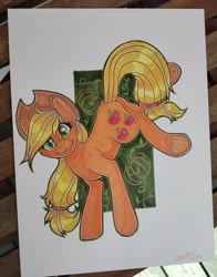 Size: 2736x3494 | Tagged: safe, artist:annuthecatgirl, derpibooru import, applejack, pony, solo, traditional art, underhoof