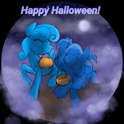 Size: 1260x1260 | Tagged: safe, artist:sparjechkaa, derpibooru import, pony, g4, commission, duo, female, filly, foal, halloween, holiday, kids, ych sketch, your character here