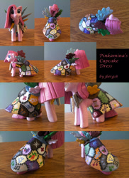 Size: 1824x2500 | Tagged: safe, artist:jberg18, derpibooru import, pinkie pie, pony, fanfic:cupcakes, clothes, cutie mark dress, dress, figurine, indoors, irl, photo, pinkamena diane pie, solo, toy